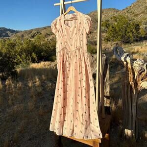 Women's Medium Dress Pink Floral Prairie Coquette Romantic Vintage Prom